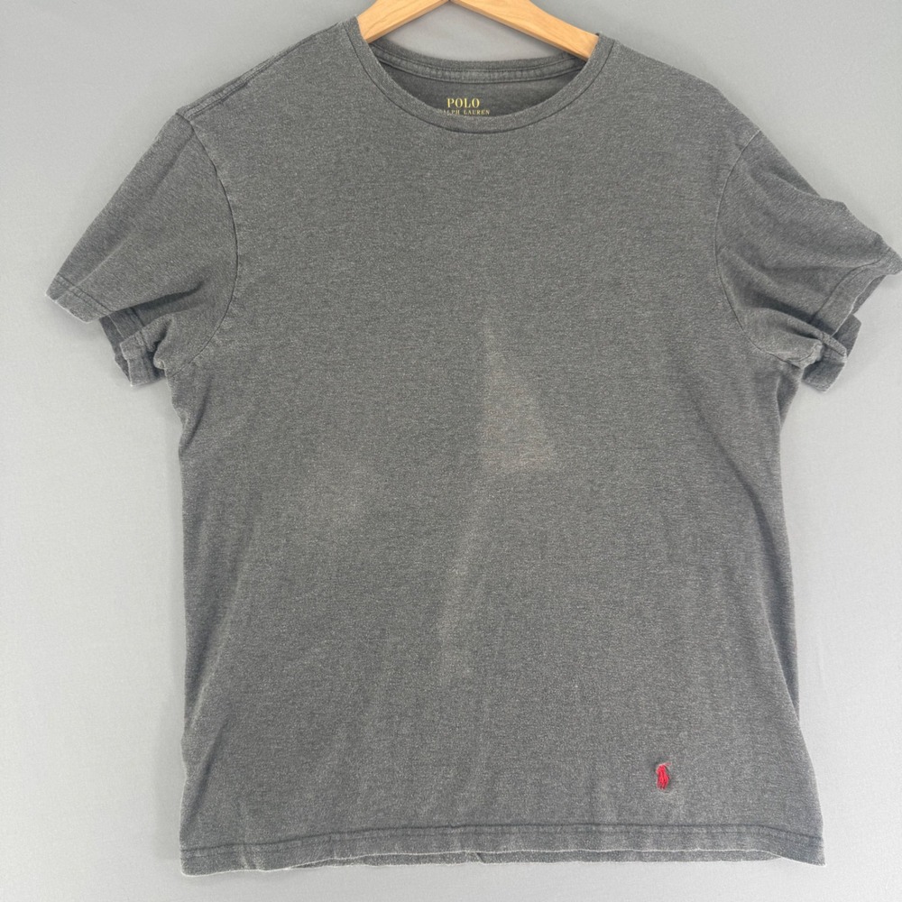 Polo Ralph Lauren Mens Classic Fit Cotton T-Shirt Charcoal Gray Red Pony Medium
